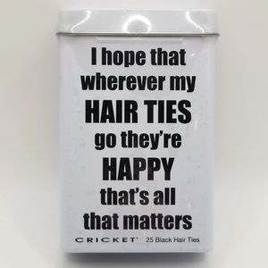 Cricket Black Hair Ties Tin 25 Pieces NEW